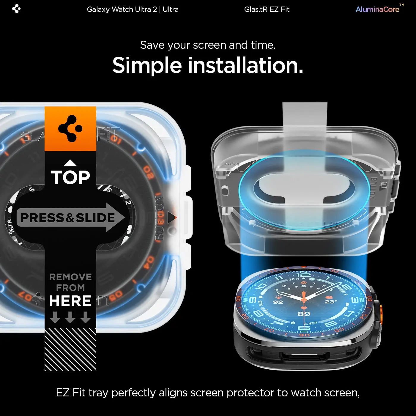 [2 Pack] Samsung Watch Ultra 2 Screen Protector (47mm) EZ FIT GLAS.tR