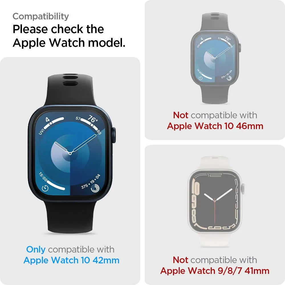 [2 Pack] Spigen Apple Watch Screen Protector Series 10 (42mm) EliteShield EZ Fit Film Screen Protector Apple Watch 10