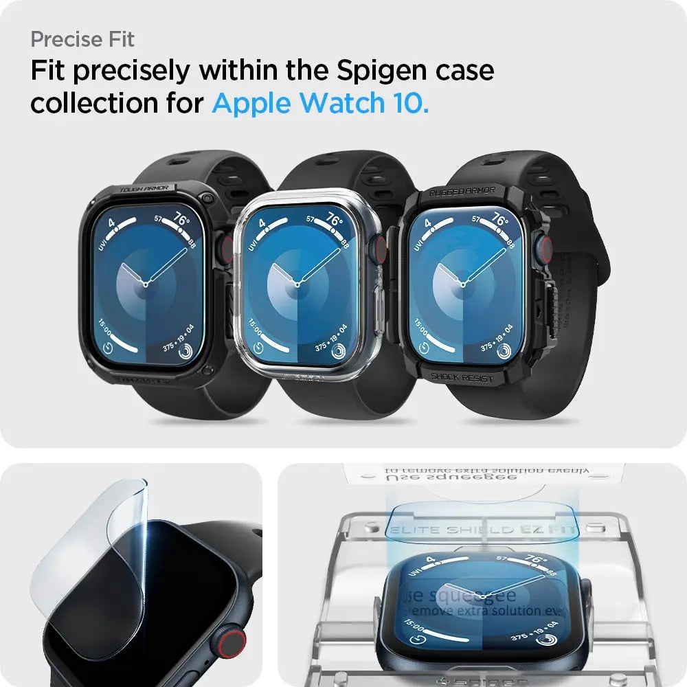 [2 Pack] Spigen Apple Watch Screen Protector Series 10 (42mm) EliteShield EZ Fit Film Screen Protector Apple Watch 10