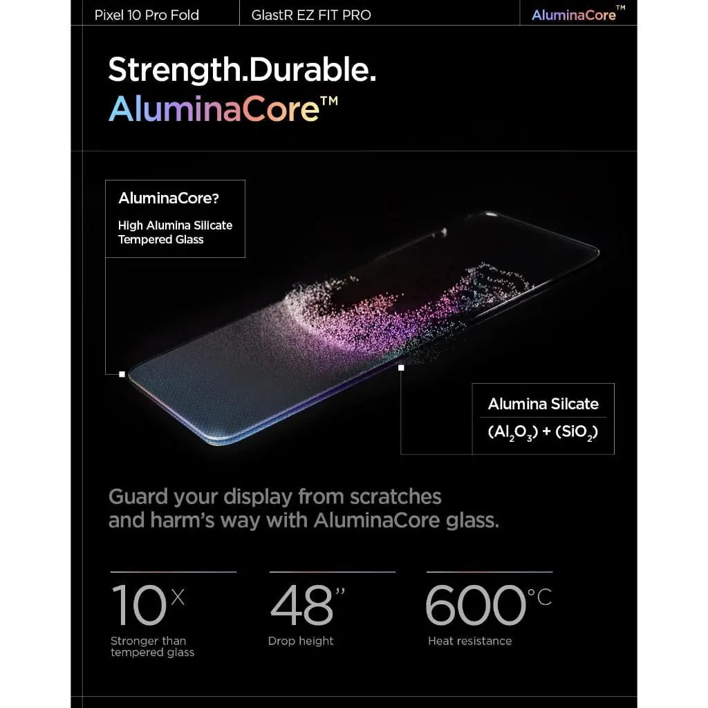 [2 Pack] Spigen Google Pixel 10 Pro Fold Screen Protector Glas.tR EZ Fit AluminaCore Tempered Glass 9H Hardness