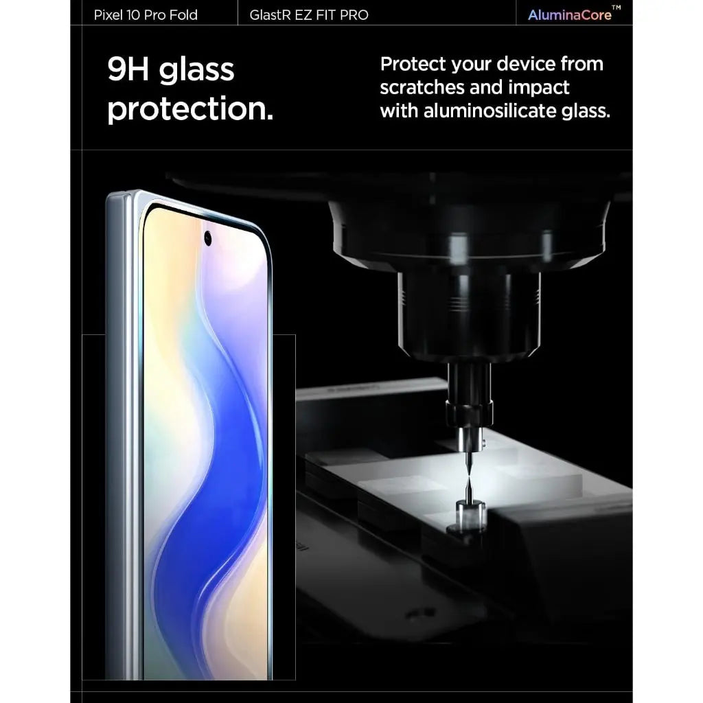 [2 Pack] Spigen Google Pixel 10 Pro Fold Screen Protector Glas.tR EZ Fit AluminaCore Tempered Glass 9H Hardness