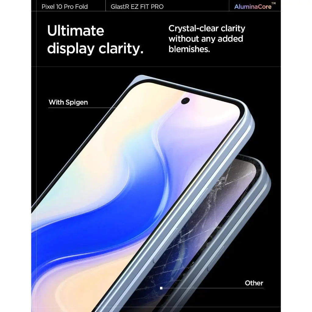 [2 Pack] Spigen Google Pixel 10 Pro Fold Screen Protector Glas.tR EZ Fit AluminaCore Tempered Glass 9H Hardness