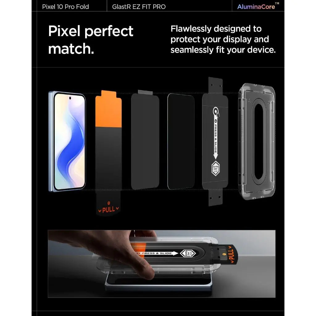 [2 Pack] Spigen Google Pixel 10 Pro Fold Screen Protector Glas.tR EZ Fit AluminaCore Tempered Glass 9H Hardness