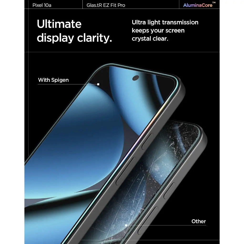 [2 Pack] Spigen Google Pixel 10a Screen Protector Glas.tR EZ Fit Google Pixel 10a Tempered Glass