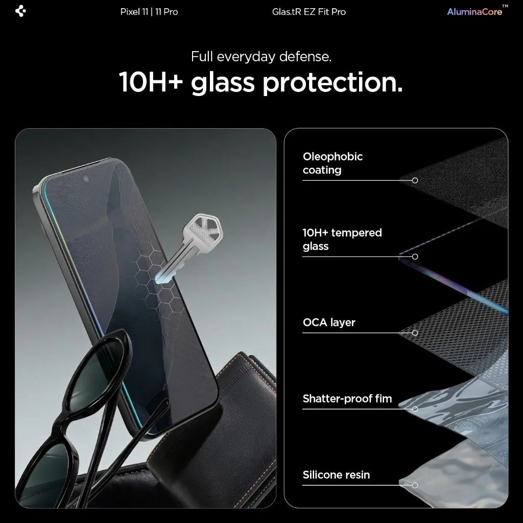[2 Pack] Spigen Google Pixel 11 Pro / 11 Screen Protector Glas.tR EZ Fit Pro Tempered Glass