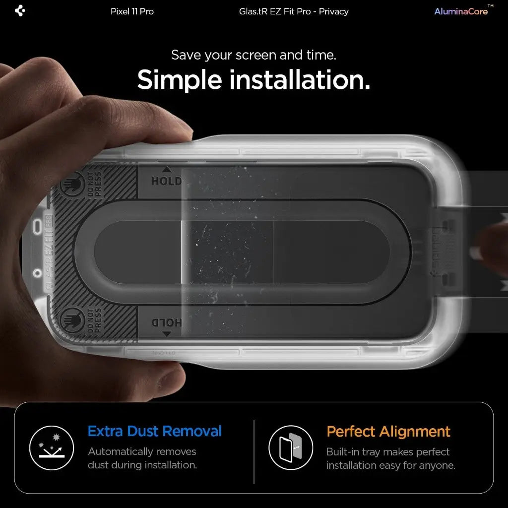 [2 Pack] Spigen Google Pixel 11 Pro Privacy Screen Protector EZ Fit Pro Privacy Tempered Glass