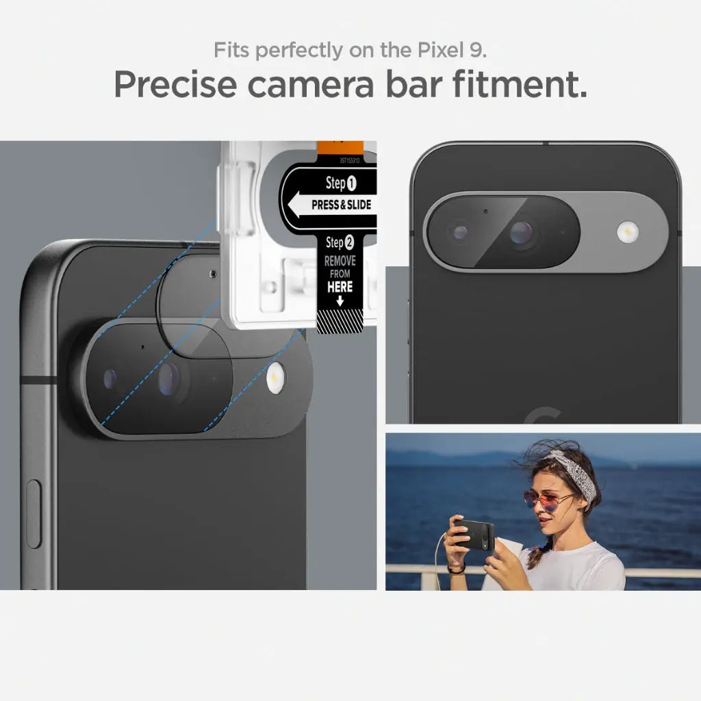 [2 Pack] Spigen Google Pixel 9 Lens Protector EZ Fit Optik Pro Tempered Glass Pixel 9 Camera Lens Protector