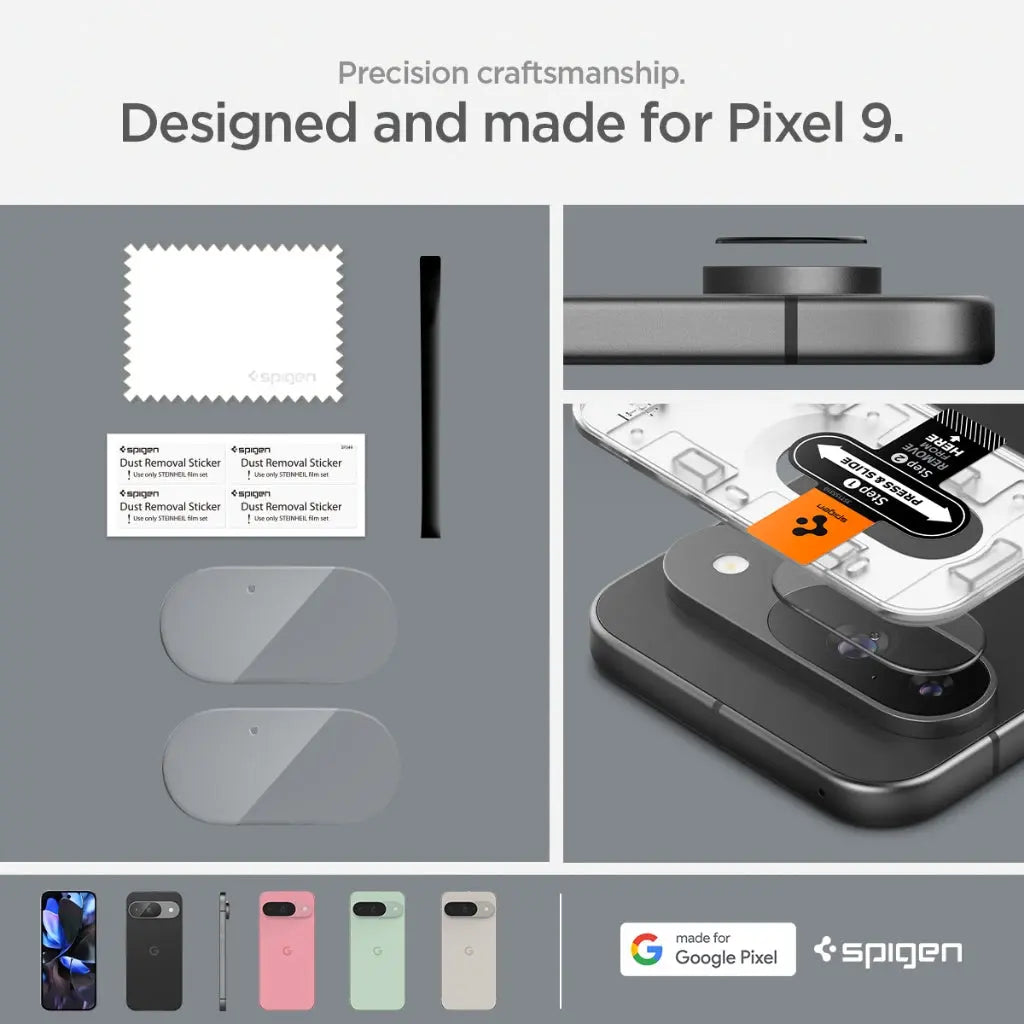 [2 Pack] Spigen Google Pixel 9 Lens Protector EZ Fit Optik Pro Tempered Glass Pixel 9 Camera Lens Protector