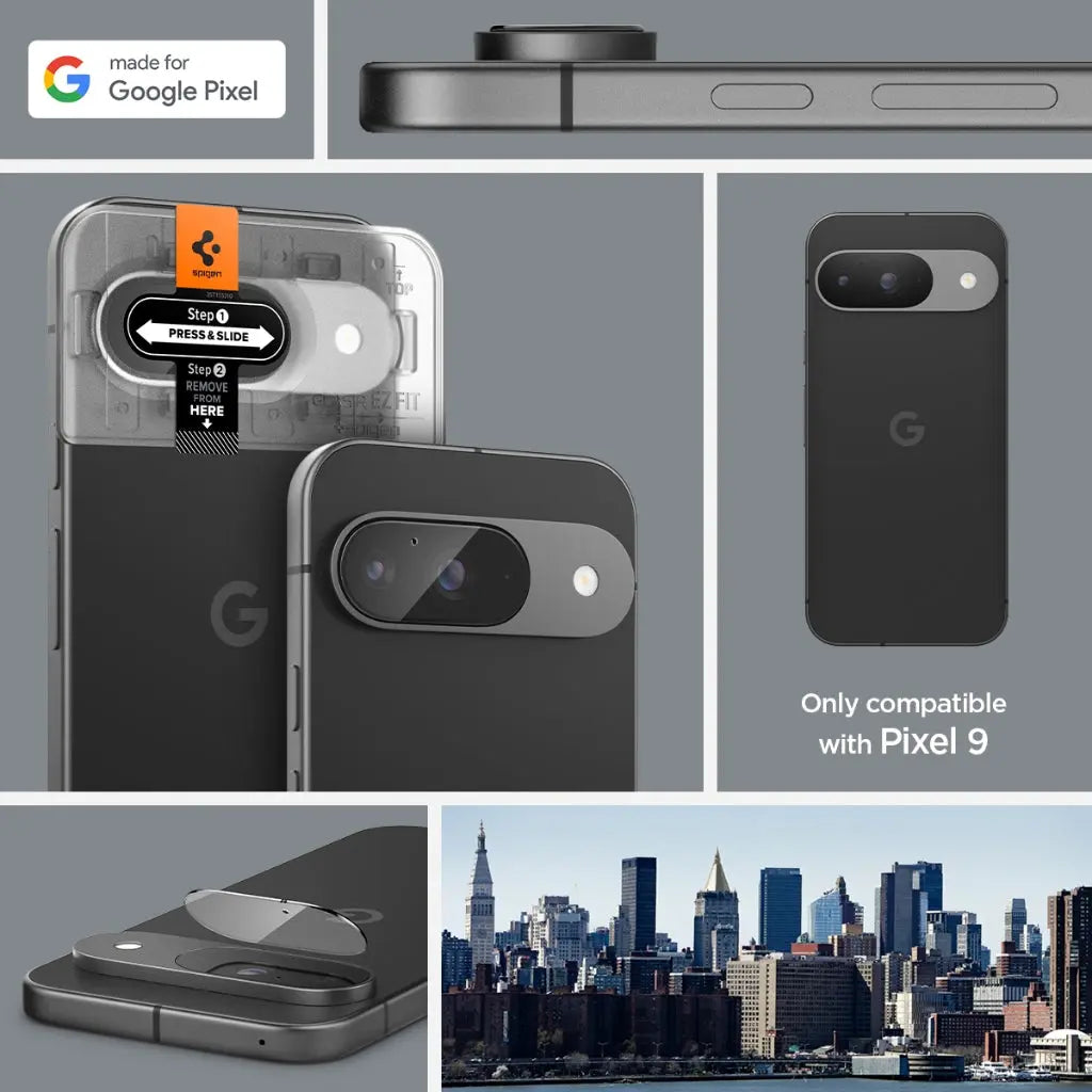 [2 Pack] Spigen Google Pixel 9 Lens Protector EZ Fit Optik Pro Tempered Glass Pixel 9 Camera Lens Protector