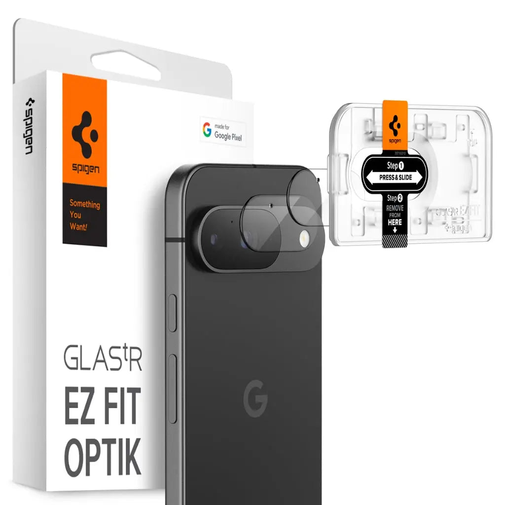 [2 Pack] Spigen Google Pixel 9 Lens Protector EZ Fit Optik Pro Tempered Glass Pixel 9 Camera Lens Protector