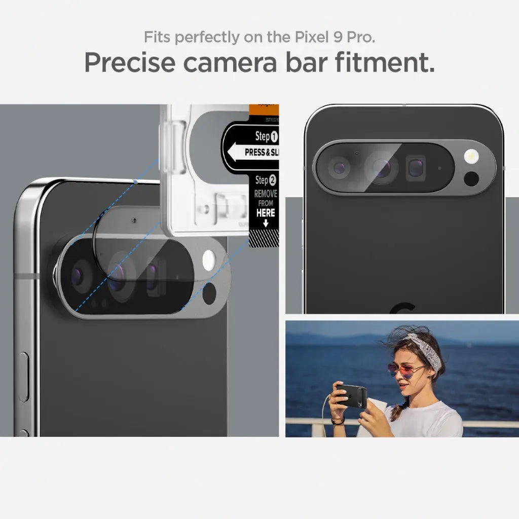 [2 Pack] Spigen Google Pixel 9 Pro Lens Protector EZ Fit Optik Pro Tempered Glass Pixel 9 Pro Camera Lens Protector