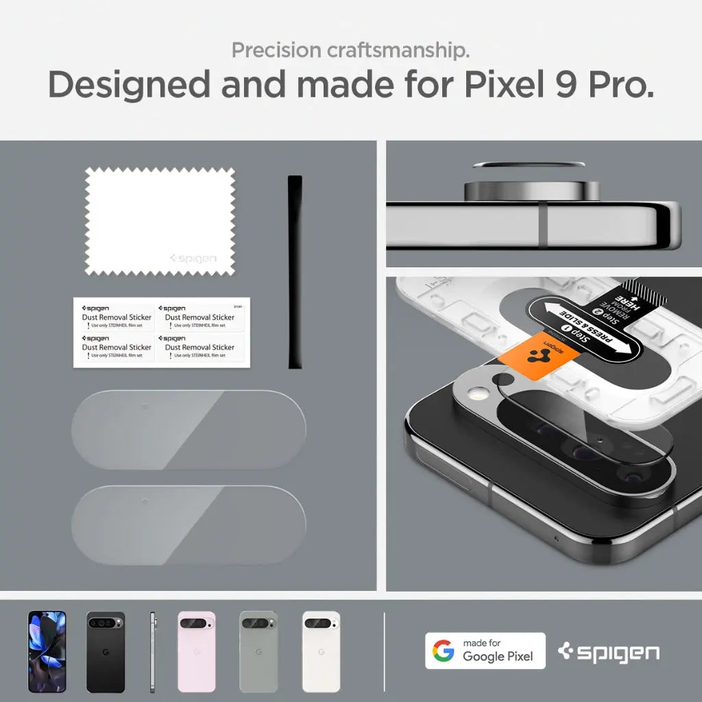 [2 Pack] Spigen Google Pixel 9 Pro Lens Protector EZ Fit Optik Pro Tempered Glass Pixel 9 Pro Camera Lens Protector