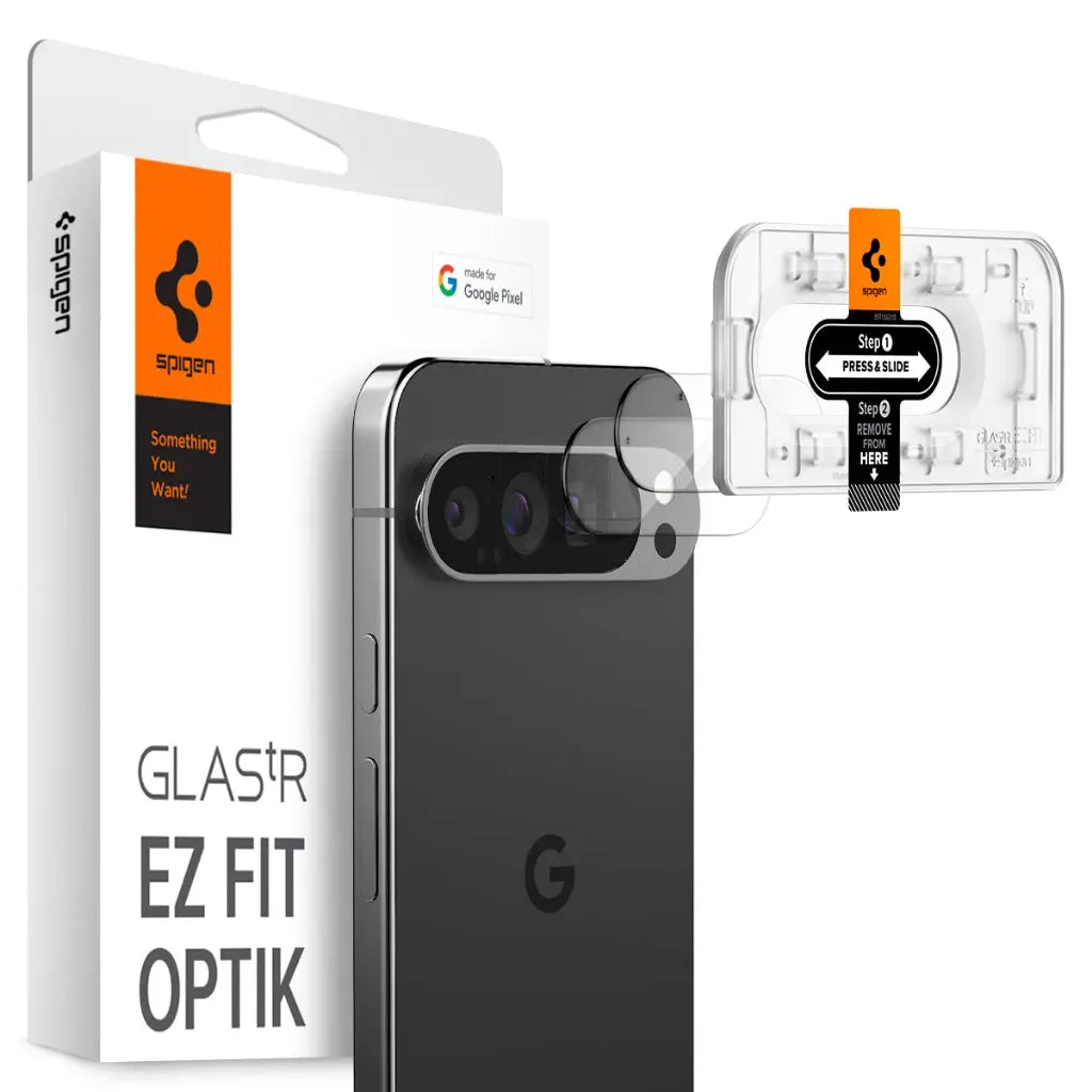 [2 Pack] Spigen Google Pixel 9 Pro Lens Protector EZ Fit Optik Pro Tempered Glass Pixel 9 Pro Camera Lens Protector