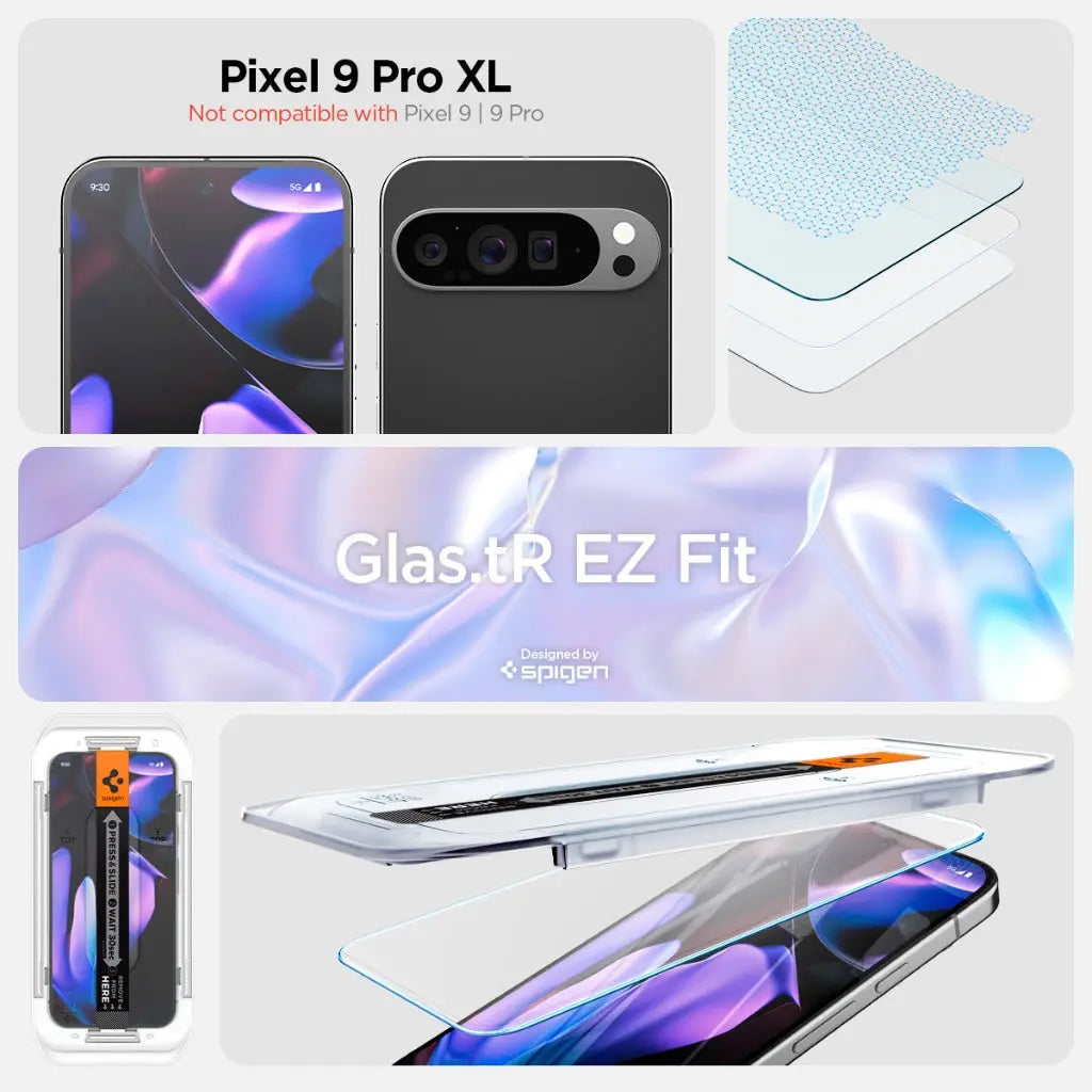 [2 Pack] Spigen Google Pixel 9 Pro XL Screen Protector Glas.tR EZ Fit Google Pixel 9 Pro XL Tempered Glass 9H Hardness