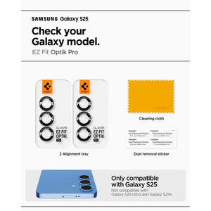 [2 Pack] Spigen Samsung S25 Camera Lens Protector EZ Fit Optik Pro HD Tempered Glass Galaxy S25 Lens Protector