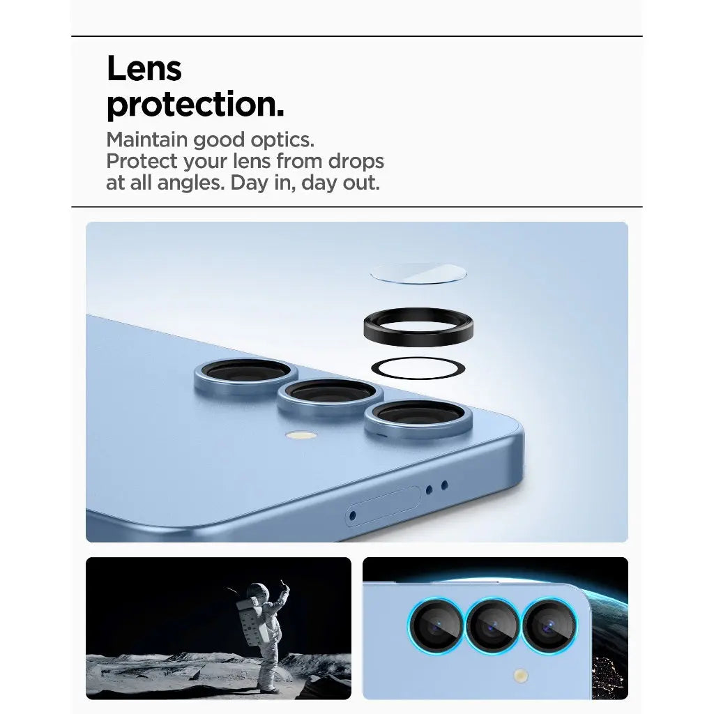 [2 Pack] Spigen Samsung S25 Camera Lens Protector EZ Fit Optik Pro HD Tempered Glass Galaxy S25 Lens Protector