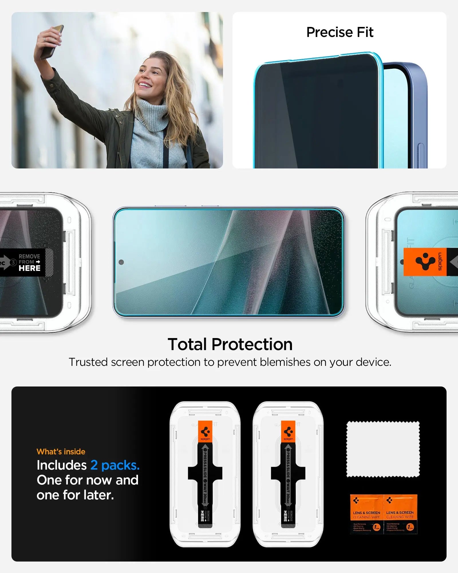 [2 Pack] Spigen Samsung S25 Privacy Screen Protector 6.2" Glas.tR EZ Fit Samsung S25 Privacy Tempered Glass 9H Hardness