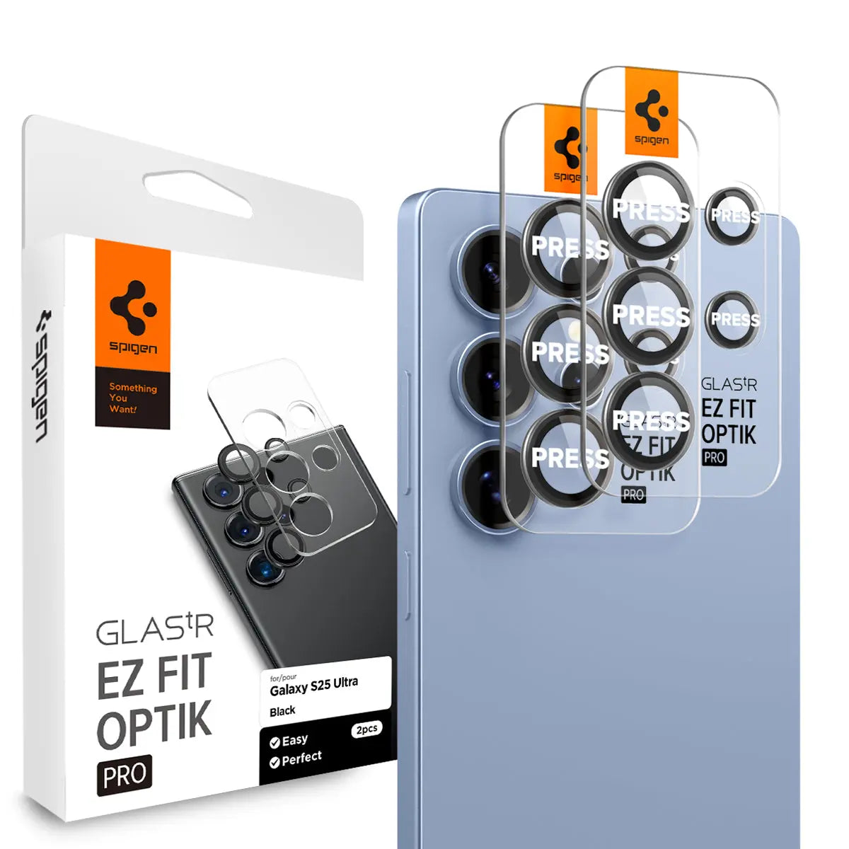 [2 Pack] Samsung S25 Ultra Camera Lens Protector EZ Fit Optik Pro HD - Spigen Singapore