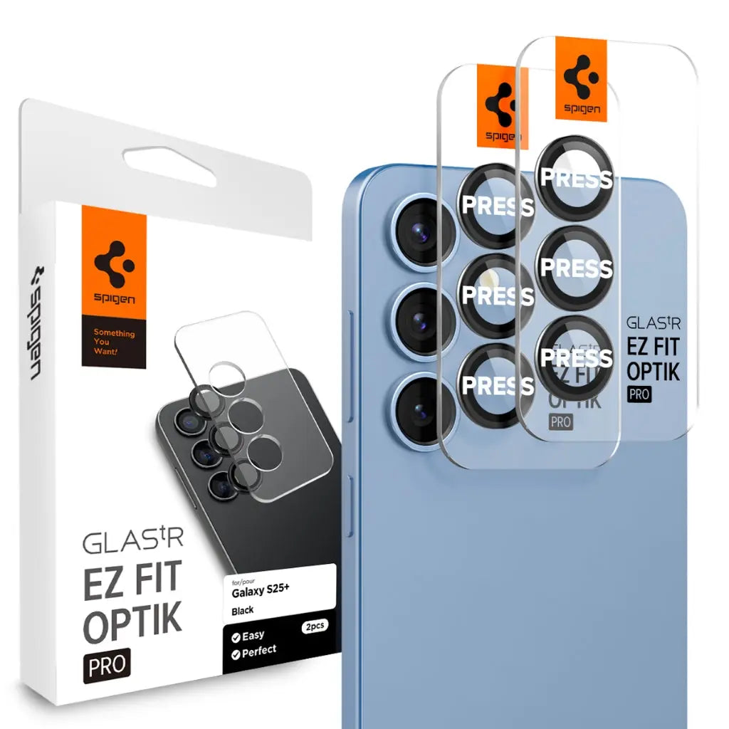 [2 Pack] Spigen Samsung S25+ Camera Protector 6.7" EZ Fit Optik Pro HD Tempered Glass Samsung S25 Plus Lens Protector
