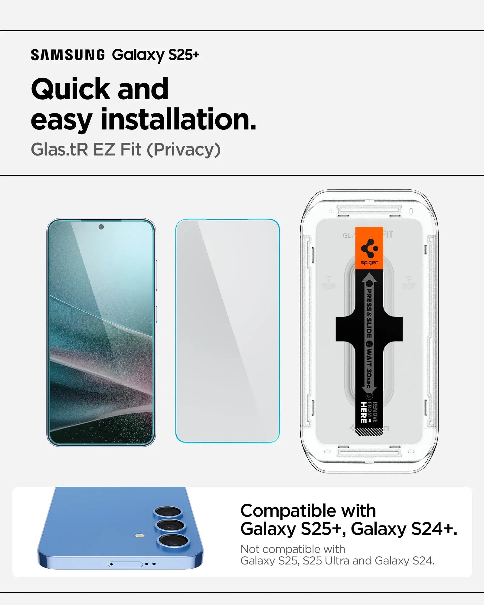 [2 Pack] Spigen Samsung S25+ Privacy Screen Protector 6.7