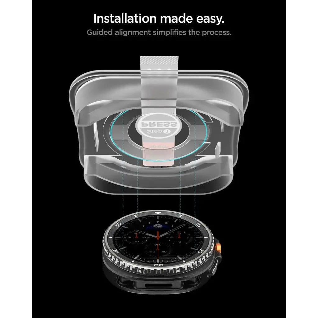 [2 Pack] Spigen Samsung Watch 8 Classic (46mm) Screen Protector Tempered Glass EZ FIT Glas.tR Samsung 9H Hardness