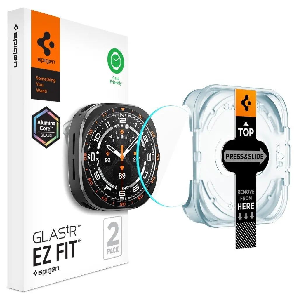 [2 Pack] Spigen Samsung Watch Ultra 2 Screen Protector (47mm) EZ FIT GLAS.tR Tempered Glass 2026
