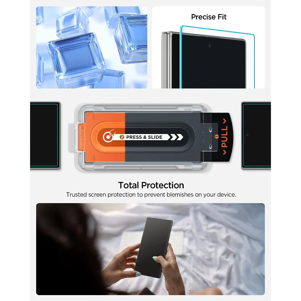 [2 Pack] Spigen Samsung Z Fold 7 Tempered Glass Glas.tR EZ Fit Pro HD Galaxy Z Fold 7 Screen Protector With 9H Hardness