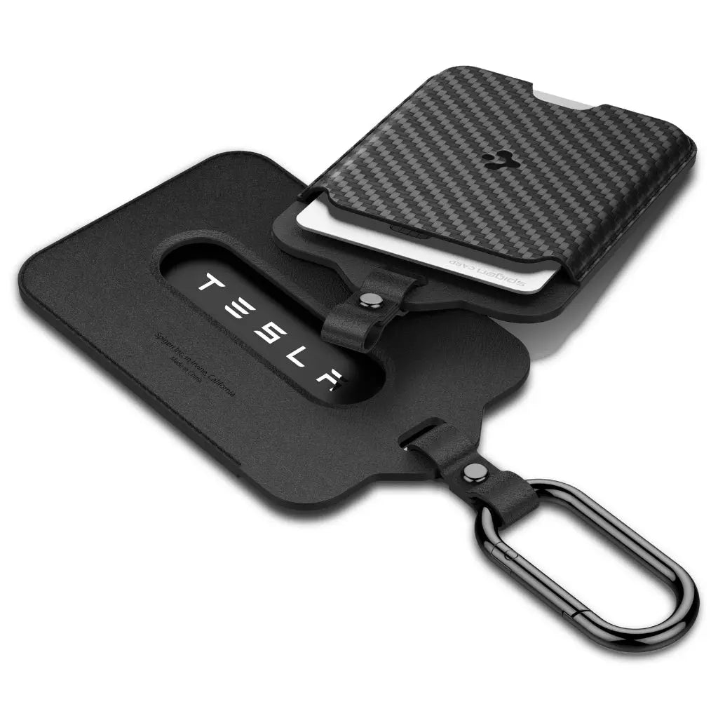 [2 Pack] Spigen Tesla Key Card Protector Premium Card Holder with Carabiner Key Holder Tesla Accessories Key Cover TO245