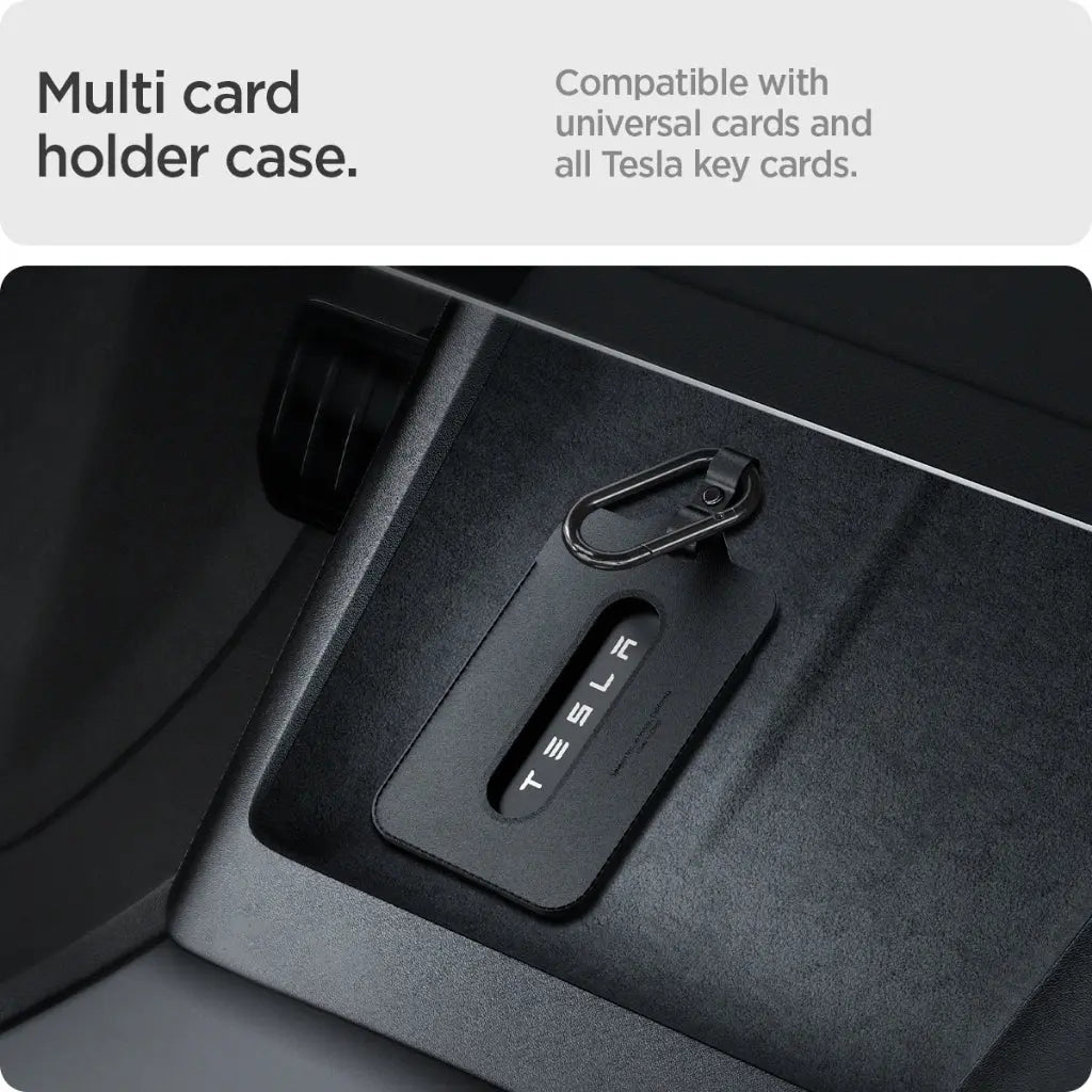 [2 Pack] Spigen Tesla Key Card Protector Premium Card Holder with Carabiner Key Holder Tesla Accessories Key Cover TO245