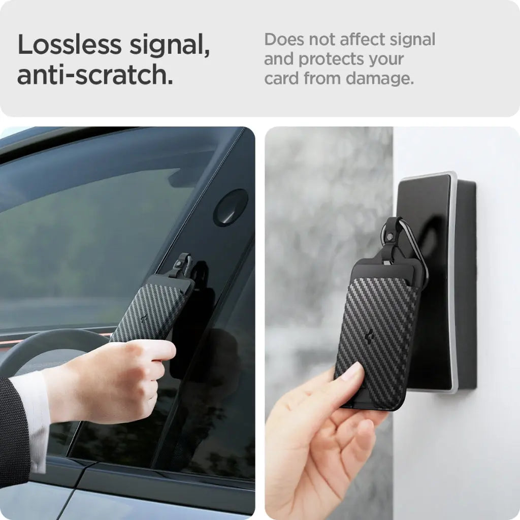 [2 Pack] Spigen Tesla Key Card Protector Premium Card Holder with Carabiner Key Holder Tesla Accessories Key Cover TO245