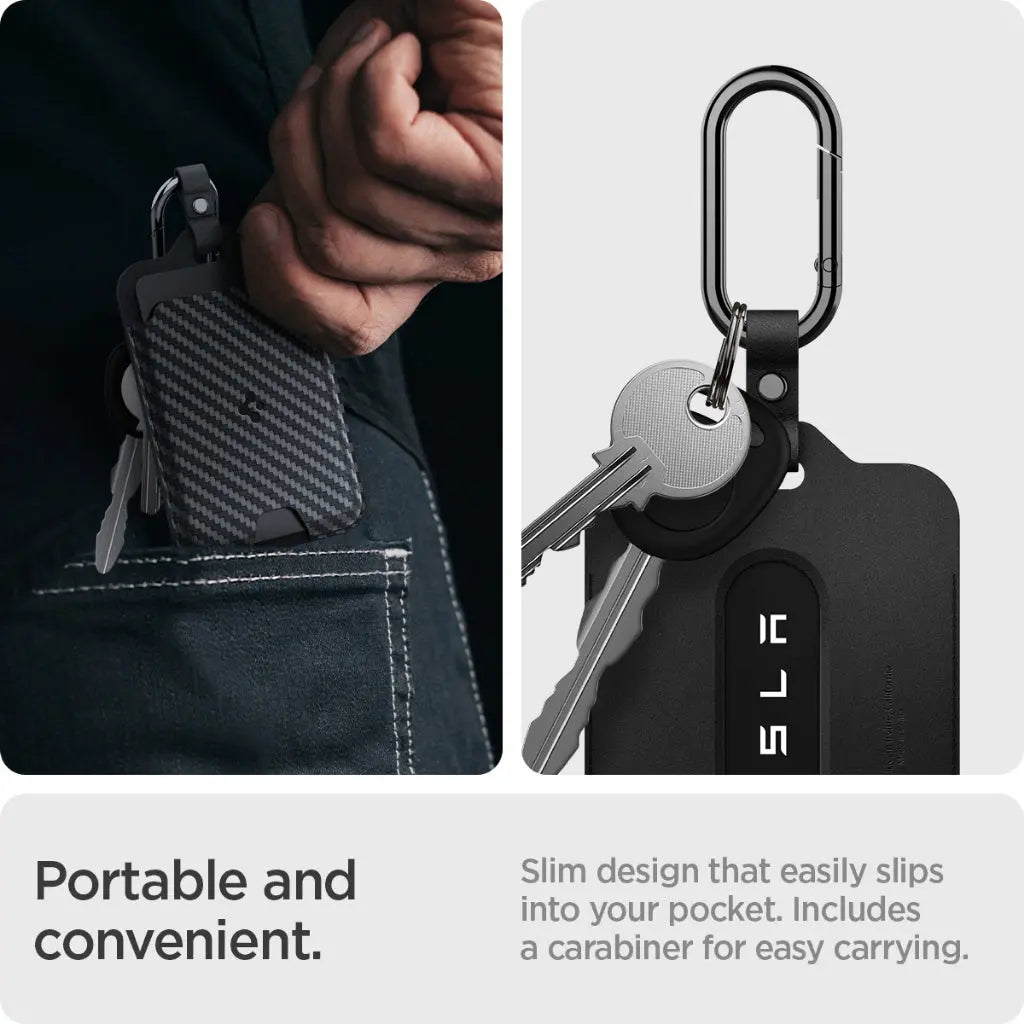 [2 Pack] Spigen Tesla Key Card Protector Premium Card Holder with Carabiner Key Holder Tesla Accessories Key Cover TO245