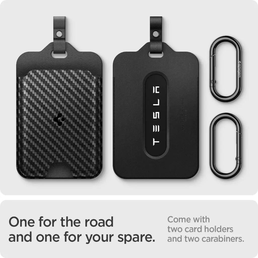 [2 Pack] Spigen Tesla Key Card Protector Premium Card Holder with Carabiner Key Holder Tesla Accessories Key Cover TO245