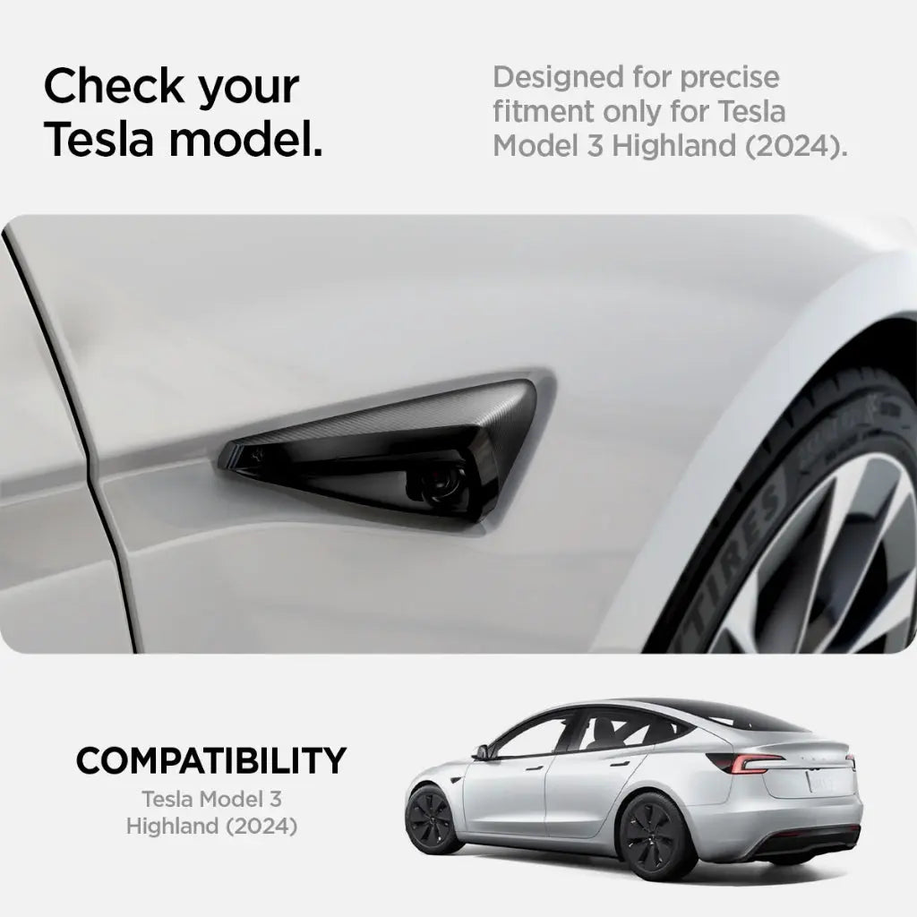 [2 Pack] Spigen Tesla Model Y 2025 Refresh (Juniper) & Model 3 2025/2024 Refresh (Highland) Side Camera Protection Cover