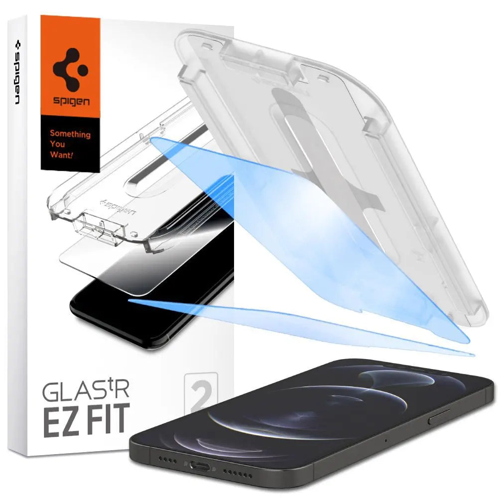 [2 Pack] Spigen iPhone 13 Pro / iPhone 13 Screen Protector Tempered Glass AntiBlue Glas.tR EZ Fit