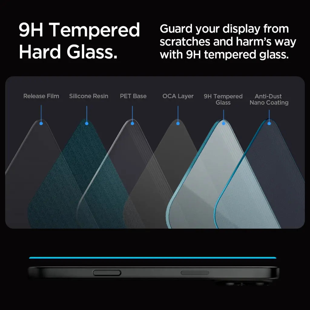 [2 Pack] iPhone 16 Pro Tempered Glass EZ Fit - Spigen Singapore