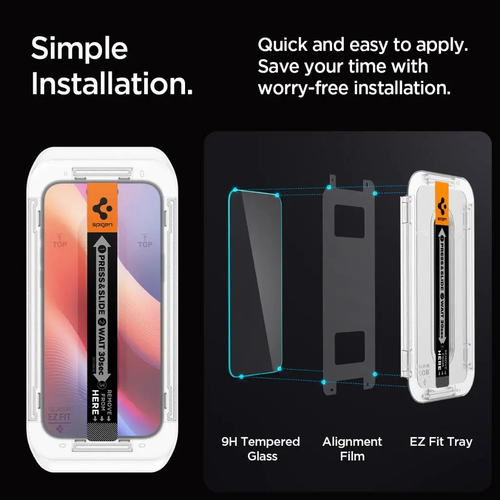 [2 Pack] iPhone 16 Pro Tempered Glass EZ Fit - Spigen Singapore