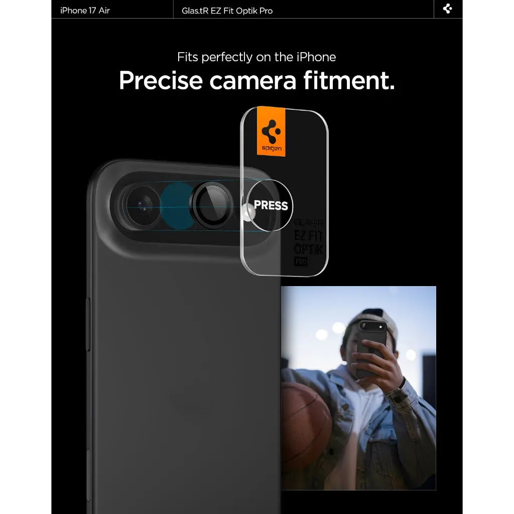 [2 Pack] Spigen iPhone 17 Air Camera Lens Protector EZ Fit Optik Pro iPhone Tempered Glass