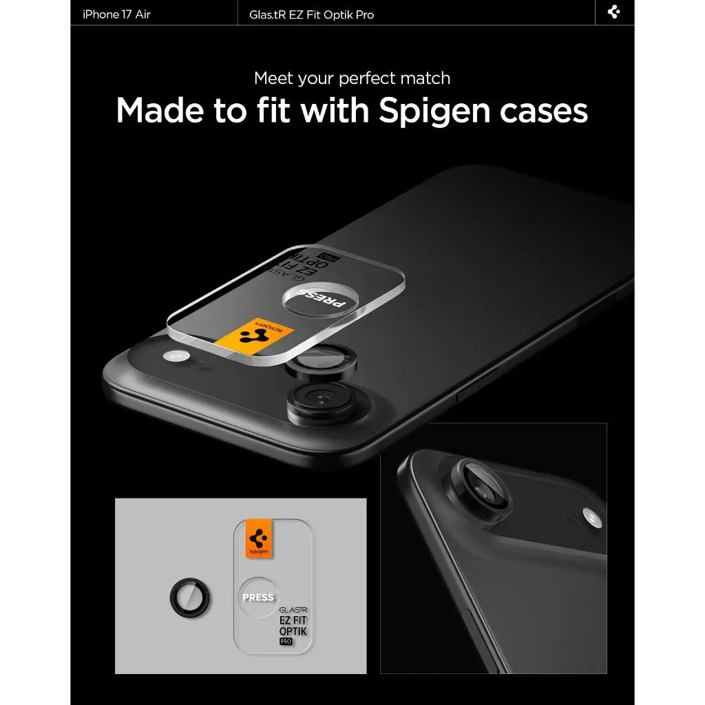 [2 Pack] Spigen iPhone 17 Air Camera Lens Protector EZ Fit Optik Pro iPhone Tempered Glass