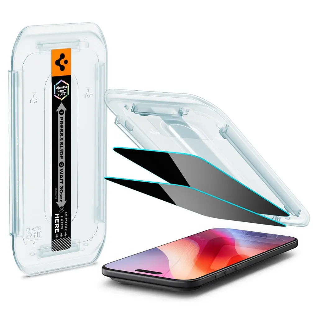 [2 Pack] Spigen iPhone 17 Air Privacy Tempered Glass EZ Fit iPhone 6.6" iPhone Screen Protector