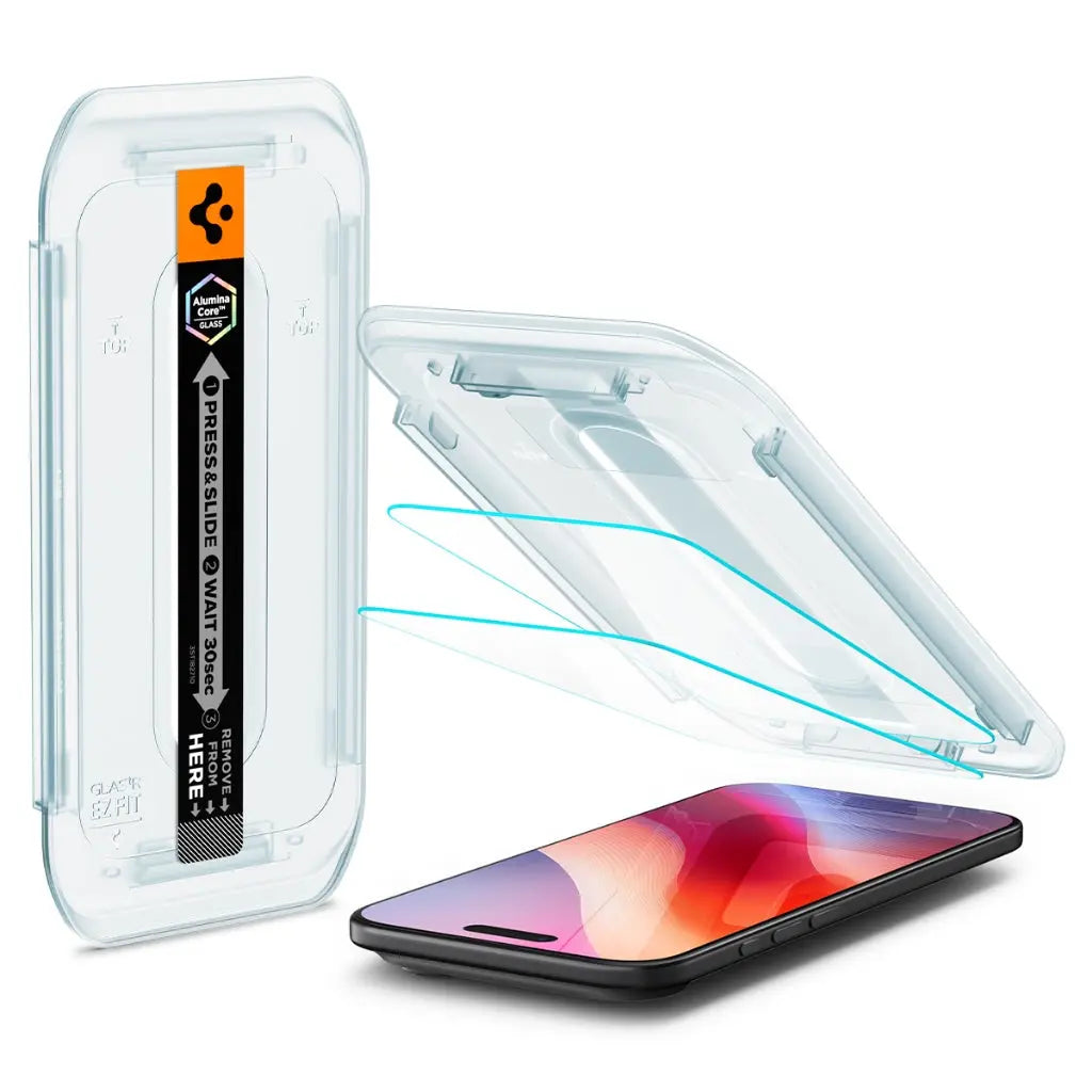 [2 Pack] Spigen iPhone 17 Air Tempered Glass Glas.tR EZ Fit Full Coverage iPhone Screen Protector