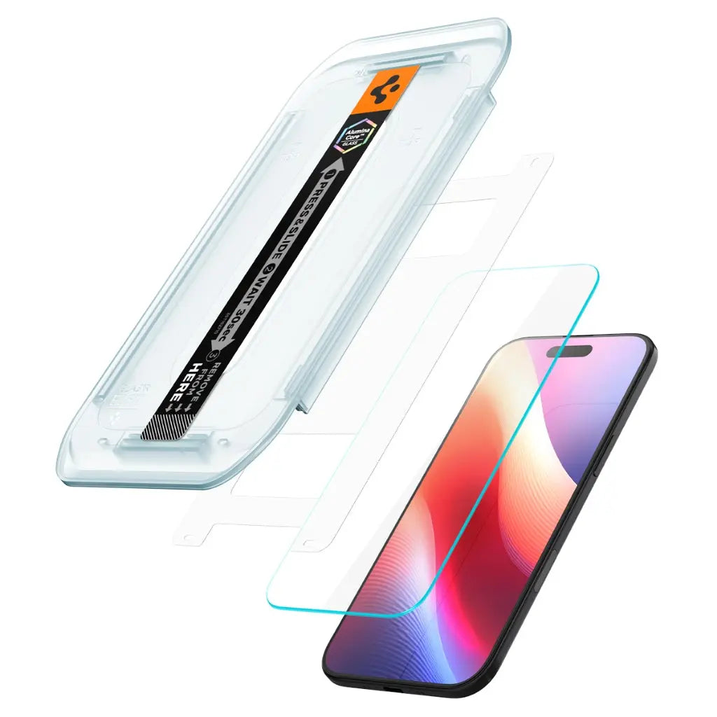 [2 Pack] Spigen iPhone 17 Air Tempered Glass Glas.tR EZ Fit Full Coverage iPhone Screen Protector