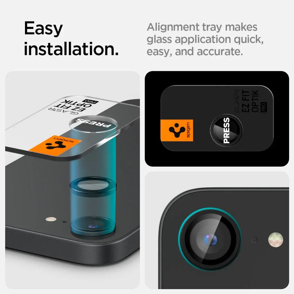 [2 Pack] Spigen iPhone SE (2025) Camera Lens Protector EZ Fit Optik Pro iPhone SE Camera Lens Protector Tempered Glass