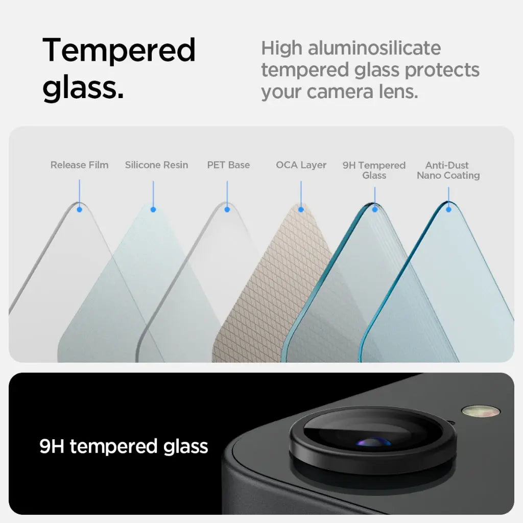 [2 Pack] Spigen iPhone SE (2025) Camera Lens Protector EZ Fit Optik Pro iPhone SE Camera Lens Protector Tempered Glass