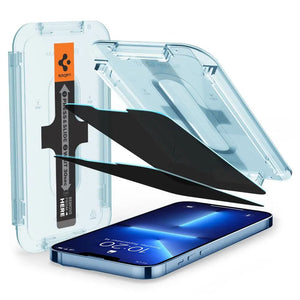 [2 Pack] Spigen iPhone SE (2025)/ iPhone 14/13 Pro/13 Privacy Tempered Glass Glas.tR EZ Fit Sensor Open Screen Protector