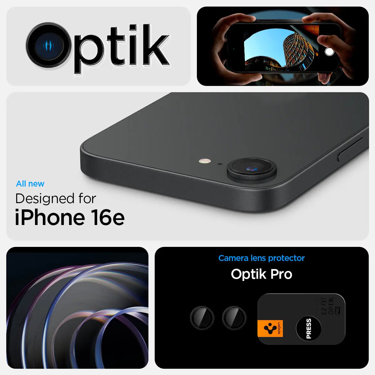 [2 Pack] iPhone 16e (2025) Camera Lens Protector EZ Fit Optik Pro