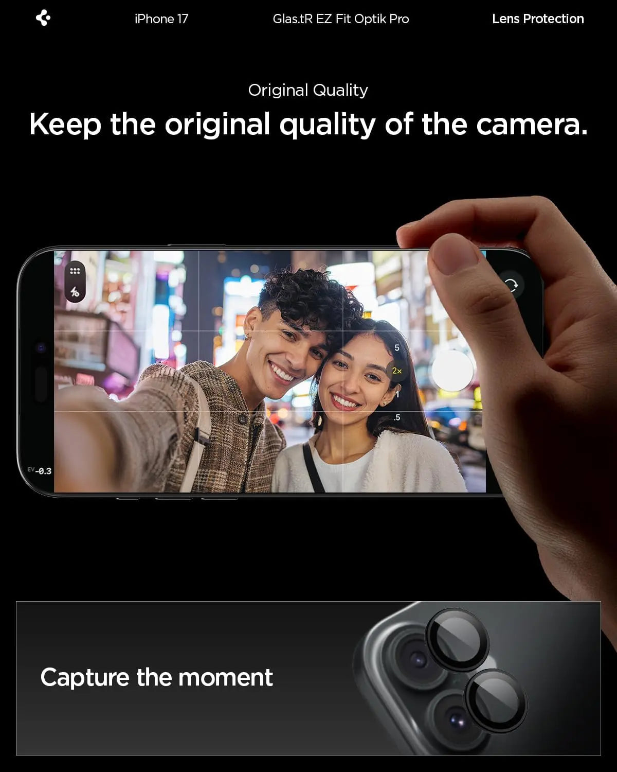 [2 Pack] iPhone 17 / 16 Plus / iPhone 16 Camera Lens Protector EZ Fit Optik Pro