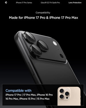 [2 Pack] iPhone 17 Pro Max / 17 Pro / 16 Pro Max / 16 Pro / 15 Pro Max / 15 Pro / 14 Pro Max / 14 Pro Camera Lens Protector EZ Fit Optik Pro