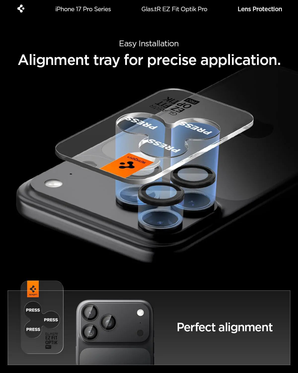 [2 Pack] iPhone 17 Pro Max / 17 Pro / 16 Pro Max / 16 Pro / 15 Pro Max / 15 Pro / 14 Pro Max / 14 Pro Camera Lens Protector EZ Fit Optik Pro