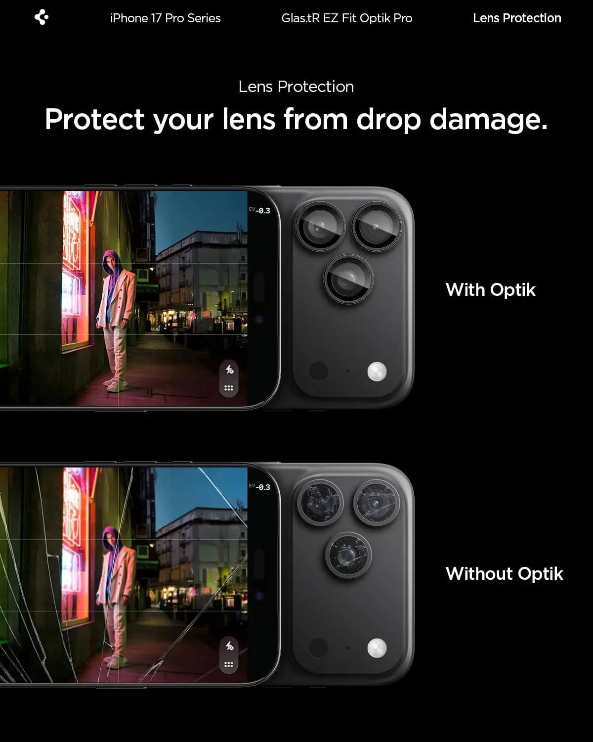 [2 Pack] iPhone 17 Pro Max / 17 Pro / 16 Pro Max / 16 Pro / 15 Pro Max / 15 Pro / 14 Pro Max / 14 Pro Camera Lens Protector EZ Fit Optik Pro
