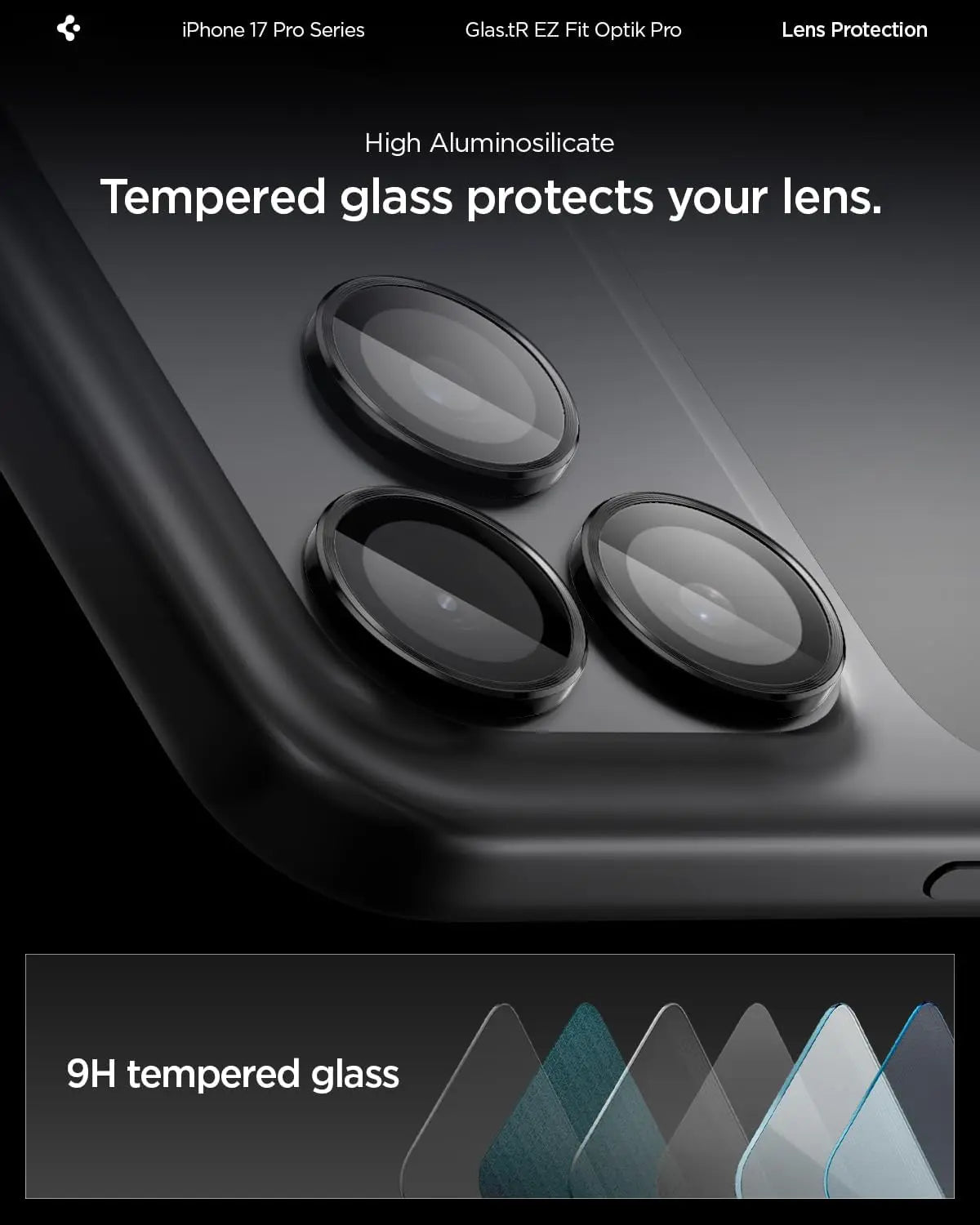 [2 Pack] iPhone 17 Pro Max / 17 Pro / 16 Pro Max / 16 Pro / 15 Pro Max / 15 Pro / 14 Pro Max / 14 Pro Camera Lens Protector EZ Fit Optik Pro